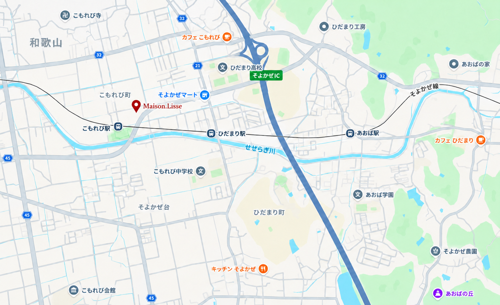 Maison.Lisse周辺の案内図